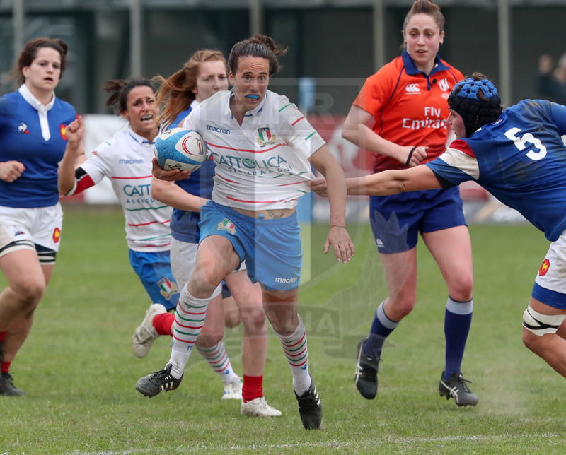 Guinness Sei Nazioni 2019 Donne, Padova, stadio Plebiscito 17/03/2017, Italia Donne v Francia Donne, il break di Manuela Furlan verso la meta. Foto Daniele Resini/Fotosportit