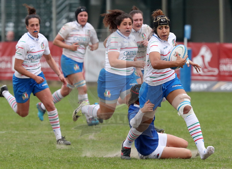 Guinness Sei Nazioni 2019 Donne, Padova, stadio Plebiscito 17/03/2017, Italia Donne v Francia Donne, un break di Sara Tounesi. Foto Daniele Resini/Fotosportit