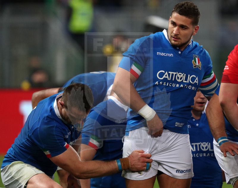 Guinness Sei Nazioni 2019, Round 2, Roma, Stadio Olimpico 09/02/2019, Italia v Galles, Tiziano Pasquali in prima linea. Foto Daniele Resini/Fotosportit