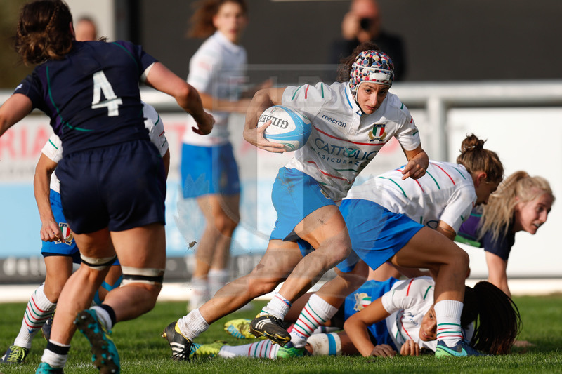 Test Match Donne Novembre 2018, Calvisano (BS), Pata Stadium, 4-11-2018, Italia Femminile v Scozia Femminile. Michela Sillari lanciata in meta. Foto: Roberto Bregani/Fotosportit