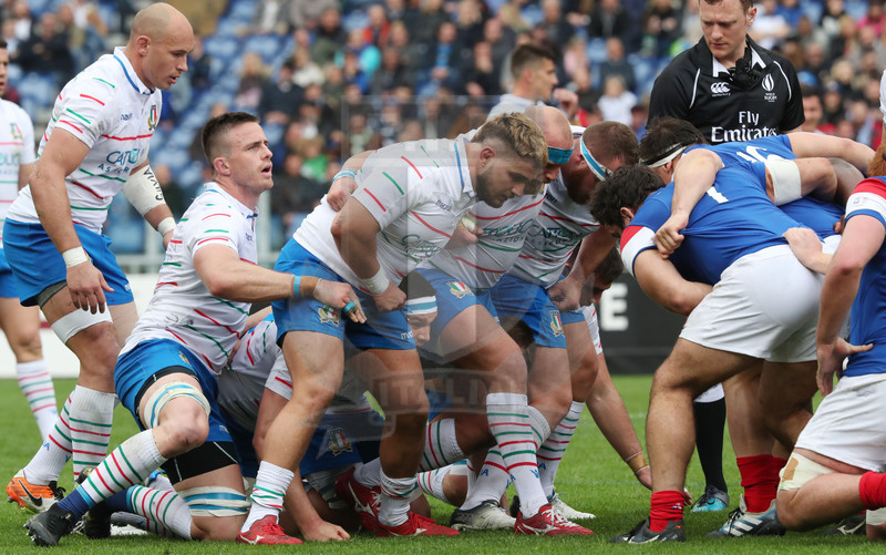Guinness Sei Nazioni 2019, Round 5, Roma, stadio Olimpico 16/03/2019, Italia v Francia, la mischia azzurra alla legatura. Foto Daniele Resini/Fotosportit