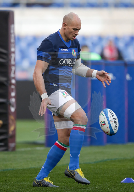 Guinness Sei Nazioni 2016, Round 2, Roma, Stadio Olimpico, 9/02/2019, Italia v Galles. Sergio Parisse durante il warm-up. Foto Roberto Bregani/Fotosportit