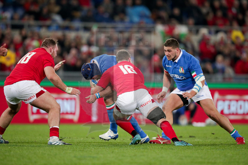Guinness Sei Nazioni 2016, Round 2, Roma, Stadio Olimpico, 9/02/2019, Italia v Galles. Una carica di Luca Bigi. Foto Roberto Bregani/Fotosportit