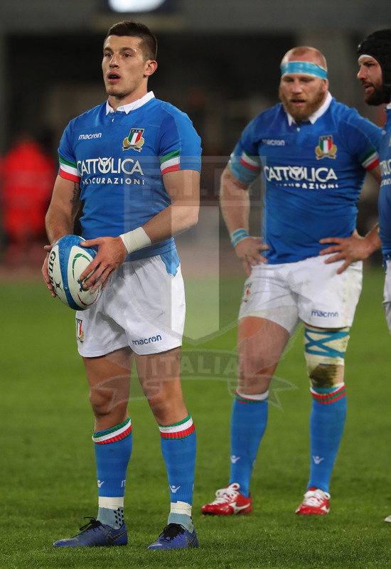 Guinness Sei Nazioni 2019, Round 2, Roma, Stadio Olimpico 09/02/2019, Italia v Galles, Tommaso Allan e Leonardo Ghiraldini. Foto Daniele Resini/Fotosportit