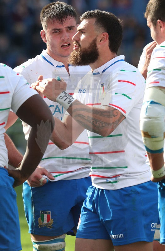 Guinness Sei Nazioni 2019, Round 5, Roma, stadio Olimpico 16/03/2019, Italia v Francia, Jayden Hayward parla ai compagni. Foto Daniele Resini/Fotosportit