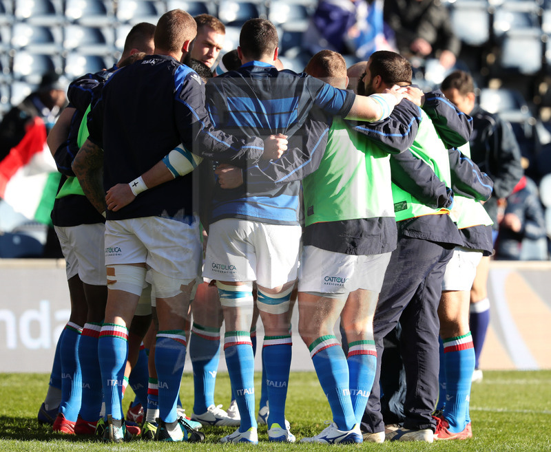 Guinness Sei Nazioni 2018, Round 1, Edimburgo, Murrayfield 02/02/2019, Scozia v Italia, warm up degli Azzurri, gli avanti. Foto Daniele Resini/Fotosportit