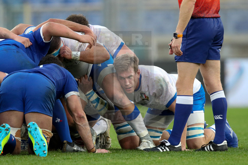 Guinness VI Nazioni 2021, Roma, Stadio Olimpico, 6/02/2021, Italia v Francia. Federico Ruzza in mischia chiusa. Foto Roberto Bregani/Fotosportit