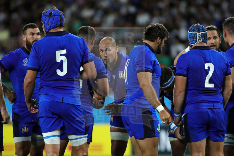 Rugby World Cup 2019 Giappone, Shizuoka, Shizuoka Stadium Ecopa 04/10/2019, Sudafrica v Italia, Sergio Parisse e Michele Campagnaro parlano ai compagni. Foto Giuseppe “Pino” Fama