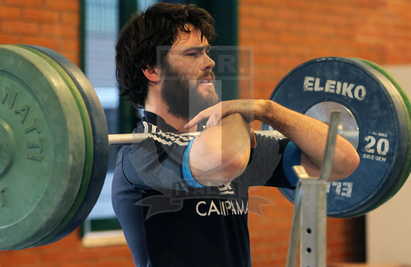 Raduno Sei Nazioni 2014, Roma, impianti Coni, 21/01/2014, allenamento della Nazionale, trequarti in palestra, Luke McLean.