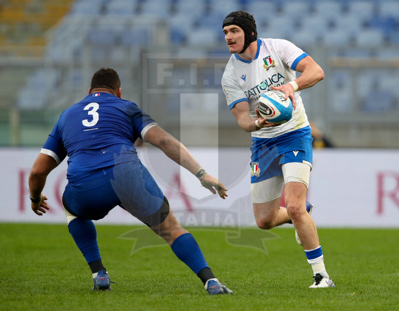 Guinness VI Nazioni 2021, Roma, Stadio Olimpico, 6/02/2021, Italia v Francia. Carlo Canna curato da Mohamed Haouas. Foto Roberto Bregani/Fotosportit