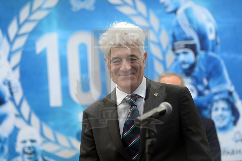 Marzio Innocenti attends the Centurion Test Cap ceremony before the Guinness Six Nations Rugby match between Italy and Scotland at Stadio Olimpico on March 12, 2022 in Rome, Italy. (Photo by Tullio Puglia - Federugby/Getty Images)