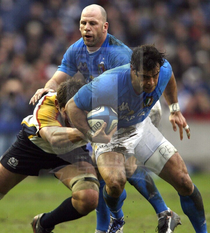 Rbs Sei Nazioni 2007, Edimburgo, Murrayfield 24/02/2007, Scozia v Italia, Gonzalo Canale e Alesandro Troncon. Foto Daniele Resini/Fotosportit