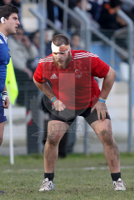 Benevento, 10 gennaio 2014, Nazionale italiana Under 20 v Accademia di Marcoussis, Federico Pavesi schierato in touche.