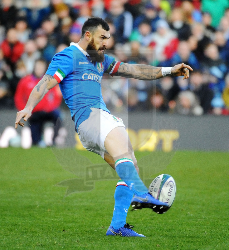 Guinness Sei Nazioni 2019, Round 1, Edimburgo, Murrayfield 02/02/2019, Scozia v Italia, Jaiden Hayward al calcio tattico. Foto David Gibson/Fotosportit