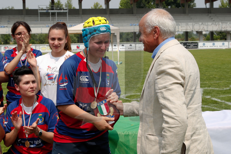 Finali Trofeo Interregionale U16 e Coppa Italia Femminile Seniores "Trofeo Rebecca Braglia", Calvisano (BS), Pata Stadium, 2-3 Giugno 2018. Guglielmo Braglia con la capitana del Parabiago. Foto: Roberto Bregani @ fotosportit