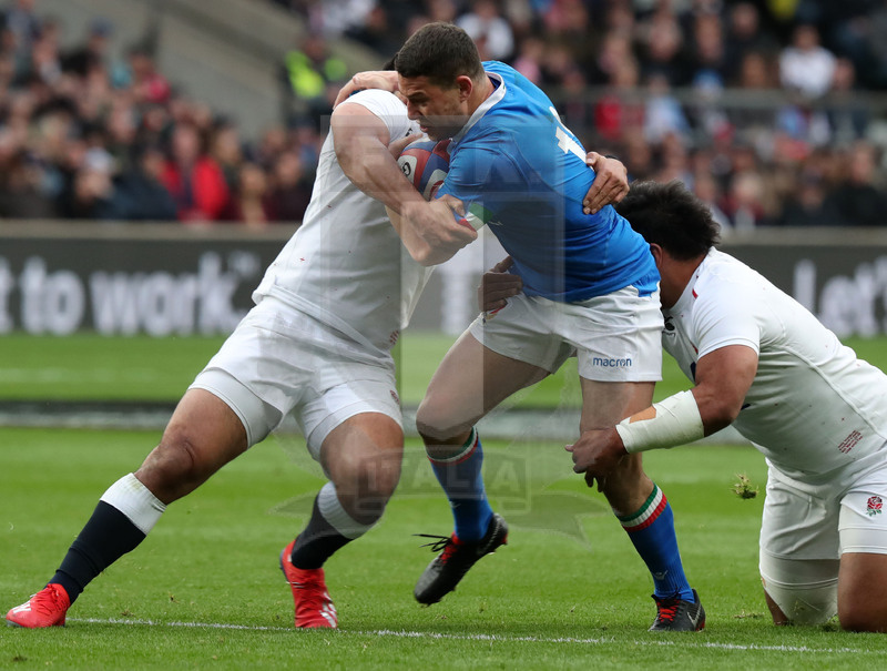 Guinness Sei Nazioni 2019, Round 4, Londra, Twickenham 09/03/2018, Inghilterra v Italia,il break di Luca Morisi. Foto Daniele Resini/Fotosportit