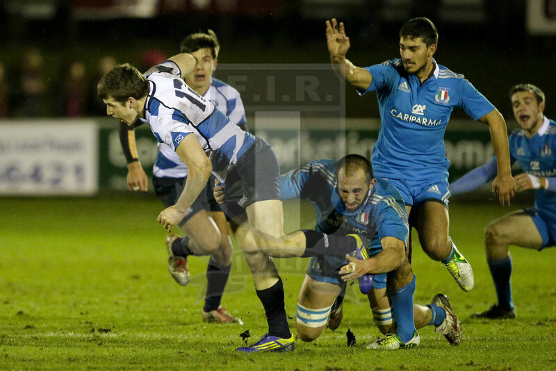 RBS 6 Nazioni 2013 Under 20, Galashiels, Netherdale 8-02-2013, Scozia U20 v Italia U20, Daniele Rimpelli placca Bennett.