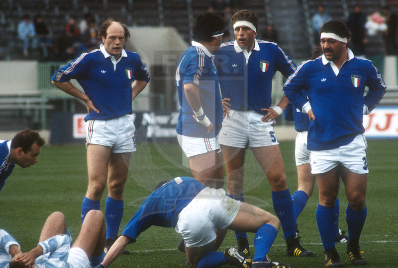 Rugby World Cup 1987, Pool 3, Christchurch, Lancaster Park 28/05/1987, Argentina v Italia, avanti azzurri. Foto Daniele Resini/Fotosportit