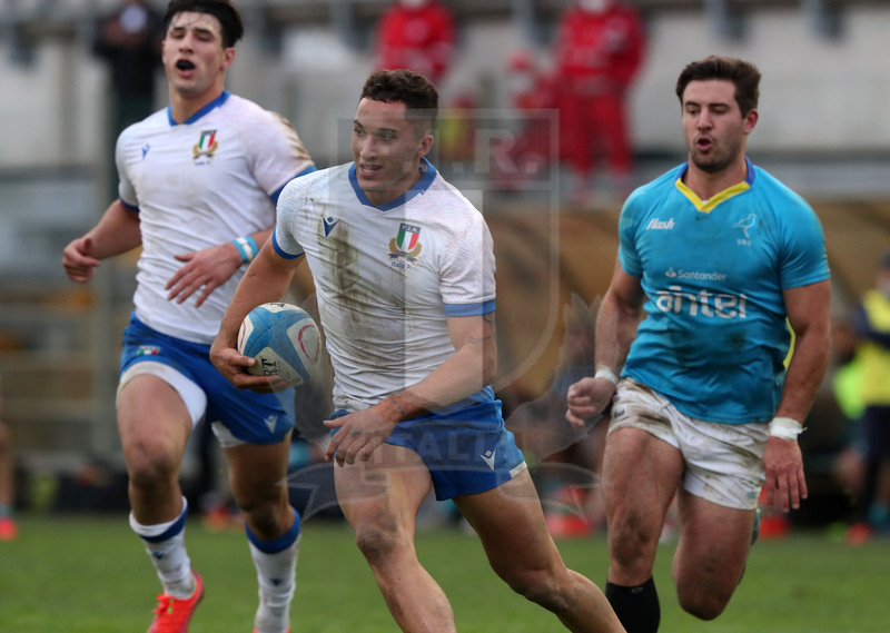 Nazionale A, Test Match 2021, Padova, stadio Plebiscito 14/11/2021, Italia A v Uruguay, Jacopo Trulla con Tommaso Menoncello in sostegno. Foto Daniele Resini/Fotosportit