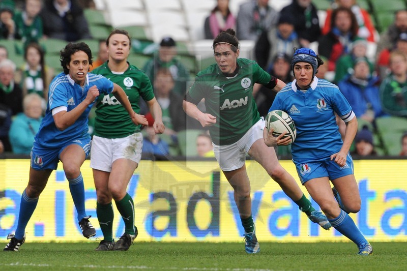 Rbs Sei Nazioni Donne 2014, Dublino, Aviva Stadium, 08/03/2014, Italia v Irlanda.Foto Elena Barbini.Maria Diletta Veronese in attacco