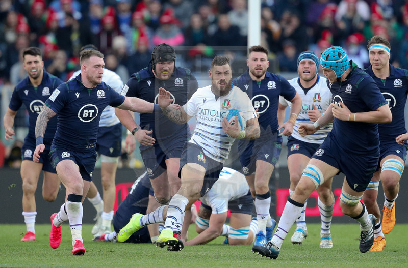 Guinness Sei Nazioni 2020, Round 3, Roma, Stadio Olimpico, 22/02/2020, Italia v Scozia. Jayden Hayward corre nello spazio. Foto Roberto Bregani/Fotosportit
