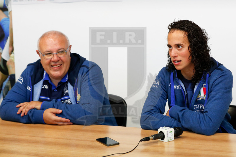 Test Match Donne Novembre 2018, Calvisano (BS), Pata Stadium, 4-11-2018, Italia Femminile v Scozia Femminile. Andrea Di Giandomenico e Emanuela Furlan durante la Conferenza Stampa a fine gara. Foto: Roberto Bregani/Fotosportit