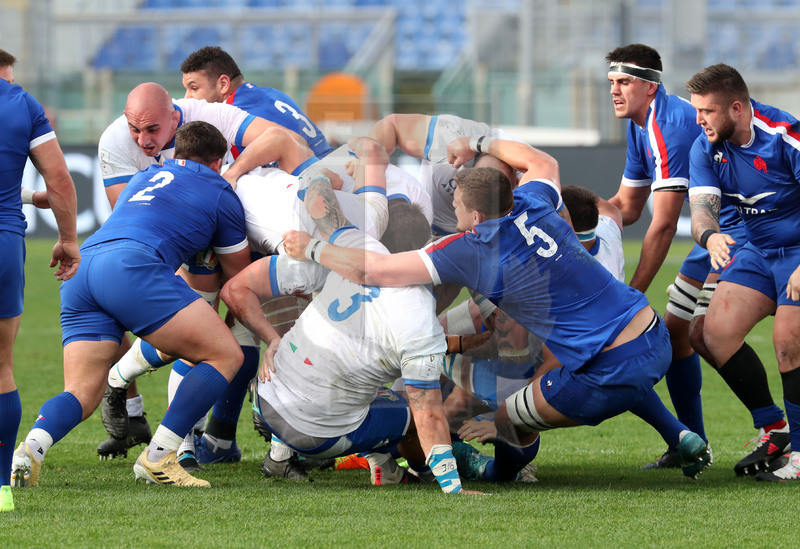 Guinness Sei Nazioni 2021, Round 1, Roma, stadio Olimpico 06/02/2021, Italia v Francia, drive azzurro. Foto Daniele Resini/Fotosportit