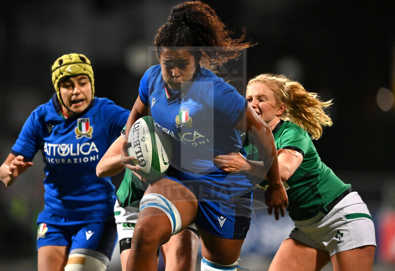 Sei Nazioni 2020 Donne, Round 4, Dublino, Donnibrook, Energia Park 24/10/2020, Irlanda Donne v Italia Donne, Giada Franco con Beatrice Rigoni in sostegno. Foto Brendan Moran/Fotosportit