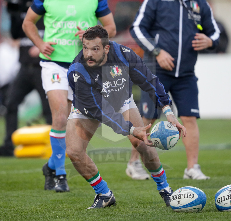 Guinness Sei Nazioni 2016, Round 2, Roma, Stadio Olimpico, 9/02/2019, Italia v Galles. Guglielmo Palazzani durante il warm-up. Foto Roberto Bregani/Fotosportit .