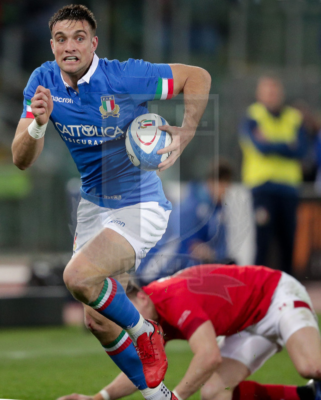 Guinness Sei Nazioni 2016, Round 2, Roma, Stadio Olimpico, 9/02/2019, Italia v Galles. Una fuga di Edoardo Padovani. Foto Roberto Bregani/Fotosportit