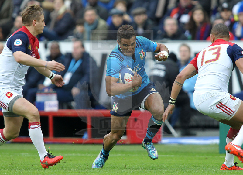 Rbs Sei Nazioni 2016, round 1, Parigi, Stade de France 06/02/2016, Francia v Italia, David Odiete. Foto Daniele Resini/Fotosportit