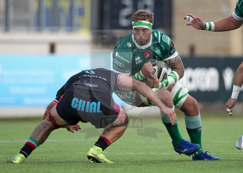 Guinness PRO14 Rainbow Cup 2020-2021, Parma, Stadio Lanfranchi, 7//05/2020, Zebre vs Benetton. Niccolò Cannone attaccato da Renato Giammarioli. Foto: Roberto Bregani/Fotosportit