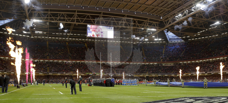 RBS 6 Nazioni 2014, Cardiff, Millennium Stadium, 1/02/2014, Galles v Italia. Gli azzuri attendono l\