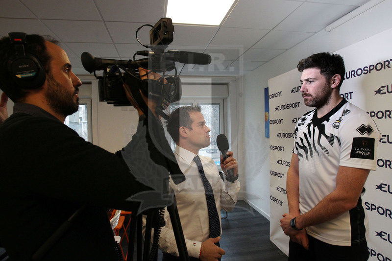 Milano, 19/12/2016, presentazione del derby fra Zebre e Benetton Treviso, il capitano delle Zebra, George Biagi, intervistato a margine della conferenza stampa.