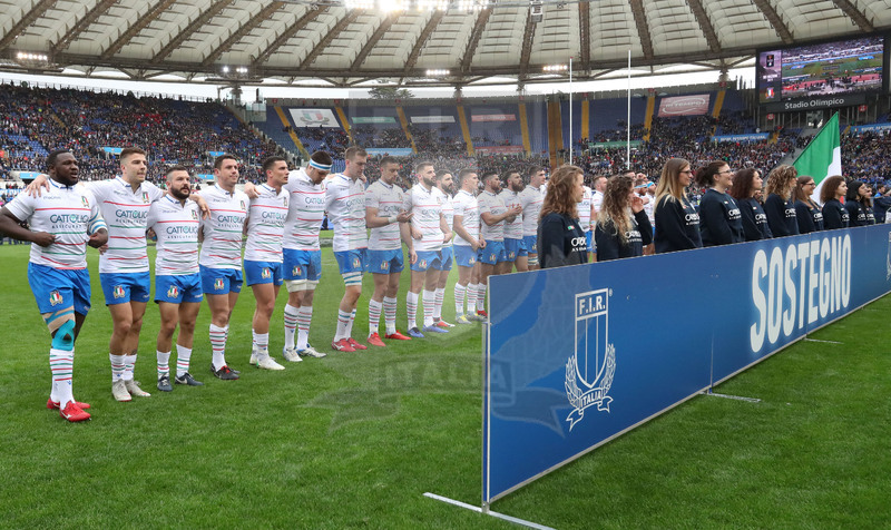 Guinness Sei Nazioni 2019, Round 5, Roma, stadio Olimpico 16/03/2019, Italia v Francia, la cerimonia degli Inni. Foto Daniele Resini/Fotosportit