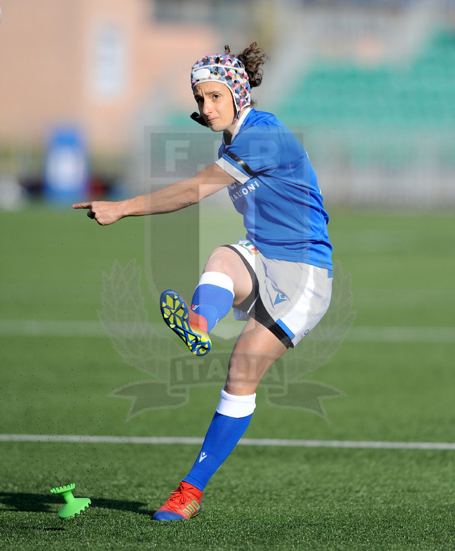 Guinness Sei Nazioni Donne 2021, Glasgow, Scoststoun Stadium 17/04/2021, Scozia Donne v Italia Donne, Michela Sillari al calcio piazzato. Foto David Gibson/Fotosportit
