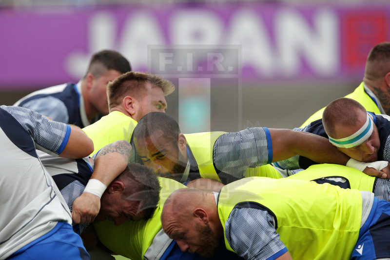 Rugby World Cup 2019 Giappone, Fukuoka, Fukuoka Hakatanomori Stadium 25/09/2019, Italia v Canada, warm up, prove di maul. Foto Giuseppe “Pino” Fama