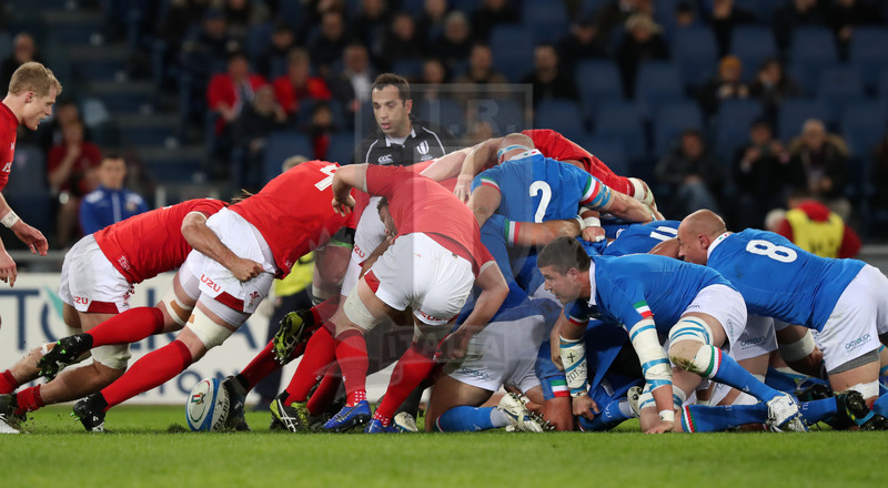 Guinness Sei Nazioni 2019, Round 2, Roma, Stadio Olimpico 09/02/2019, Italia v Galles, crollo delle mischie. Foto Daniele Resini/Fotosportit