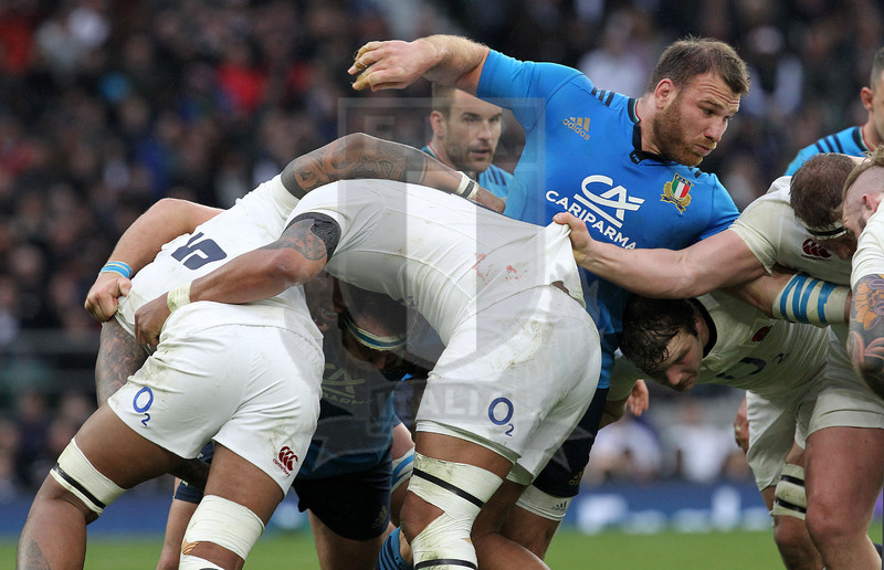 RBS Sei Nazioni 2017, Londra, Twickenham 26/02/2017, Inghilterra v Italia, Lorenzo Cittadini lotta in maul. Foto Daniele Resini/Fotosportit