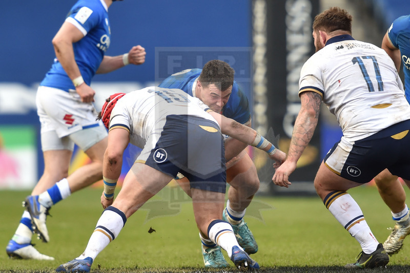 Guinness Sei Nazioni 2021, Round 5, Edimburgo, Murrayfield 20/03/2021, Scozia v Italia, Josué Zilocchi impatta su Turner. Foto David Gibson/Fotosportit
