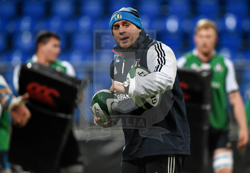 RBS 6 Nazioni U20 2016, Dublino, Donnybrook Stadium, 11-03-2016, Irlanda U20 v Italia U20. Andrea Moretti durante la fase di riscaldamento. Foto: Stephen McCarthy @ Fotosportit.