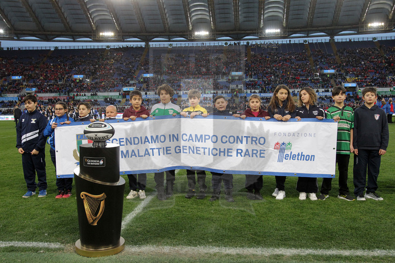 Guinness Sei Nazioni 2019, Round 2, Roma, Stadio Olimpico 09/02/2019, Italia v Galles, la cerimonia degli inni. Foto Daniele Resini/Fotosportit