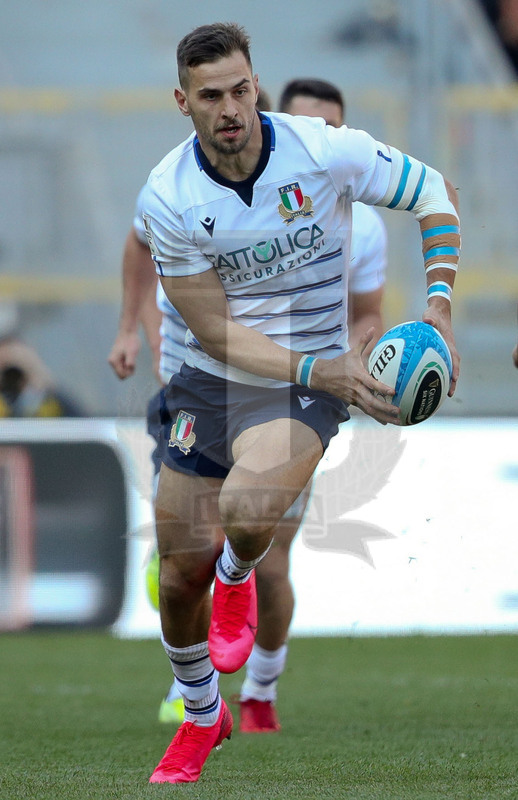 Guinness Sei Nazioni 2020, Round 3, Roma, Stadio Olimpico, 22/02/2020, Italia v Scozia. Una fuga di Mattia Bellini. Foto Roberto Bregani/Fotosportit