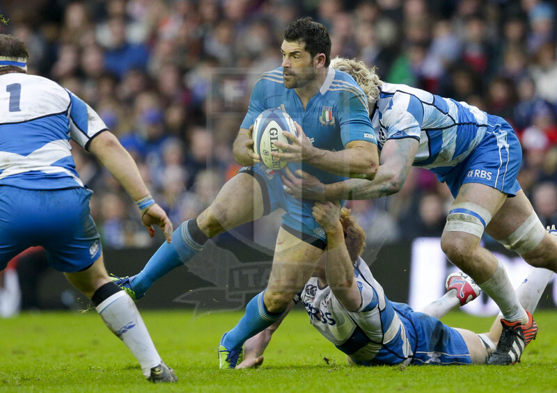 RBS 6 Nazioni 2013, Edimburgo, Murrayfield Stadium, 9-02-2013, Scozia v Italia. Andrea Masi placcato da Gray