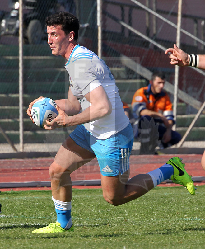 RBS Sei Nazioni 2017, Capoterra (Cagliari), stadio Santa Rosa 10/03/2017, Italia U20 v Francia U20, Marco Zanon al cambio di passo.Foto Daniele Resini/Fotosportit