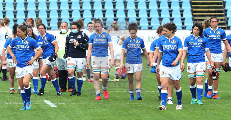 Sei Nazioni Donne 2021, Parma, stadio Lanfranchi 10/04/2021, Italia v Inghilterra, le Azzurre a fine match. foto Daniele Resini/Fotosportit