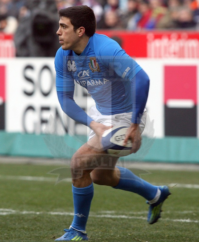 Rbs Sei Nazioni 2012, Round 1, Parigi, Stade de France 04/02/2012, Francia v Italia, Edoardo Gori apre palla. Foto Daniele Resini/Fotosportit