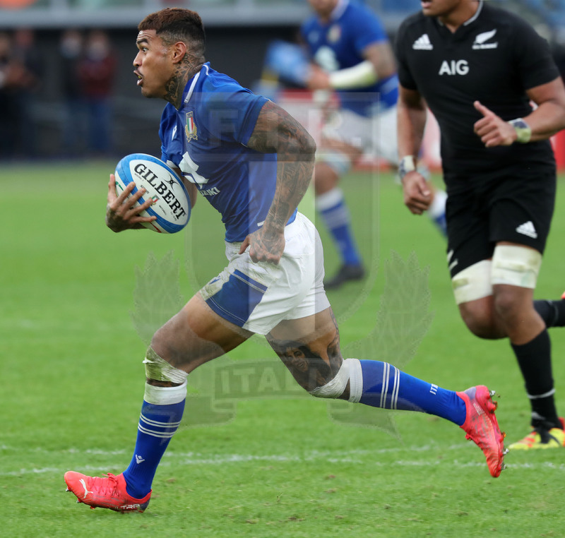 Autumn Nations Series 2021, Roma, Stadio Olimpico, 06/11-2021, Itallia vs Nuova Zelanda, Monty Ioane. Foto Daniele Resini/Fotosportit