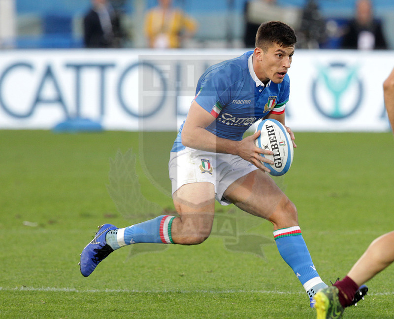Cattolica Test Match 2018, Firenze, stadio Artemio Franchi 10/11/2018, Italia v Gorgia, Tommaso Allan attacca la linea. Foto Daniele Resini/Fotosportit