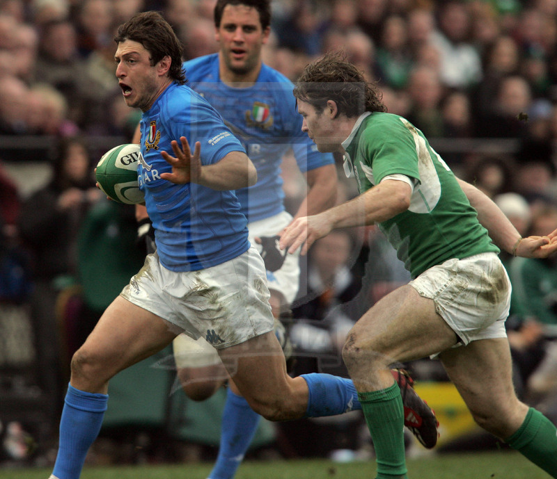 Sei Nazioni 2006, Dublino, Lansdowne road 04/02/2006, Irlanda v Italia, break di Ramiro Pez. Foto Daniele Resini/Fotosportit